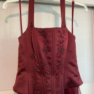 Burgundy floor length formal gown. Worn only once!